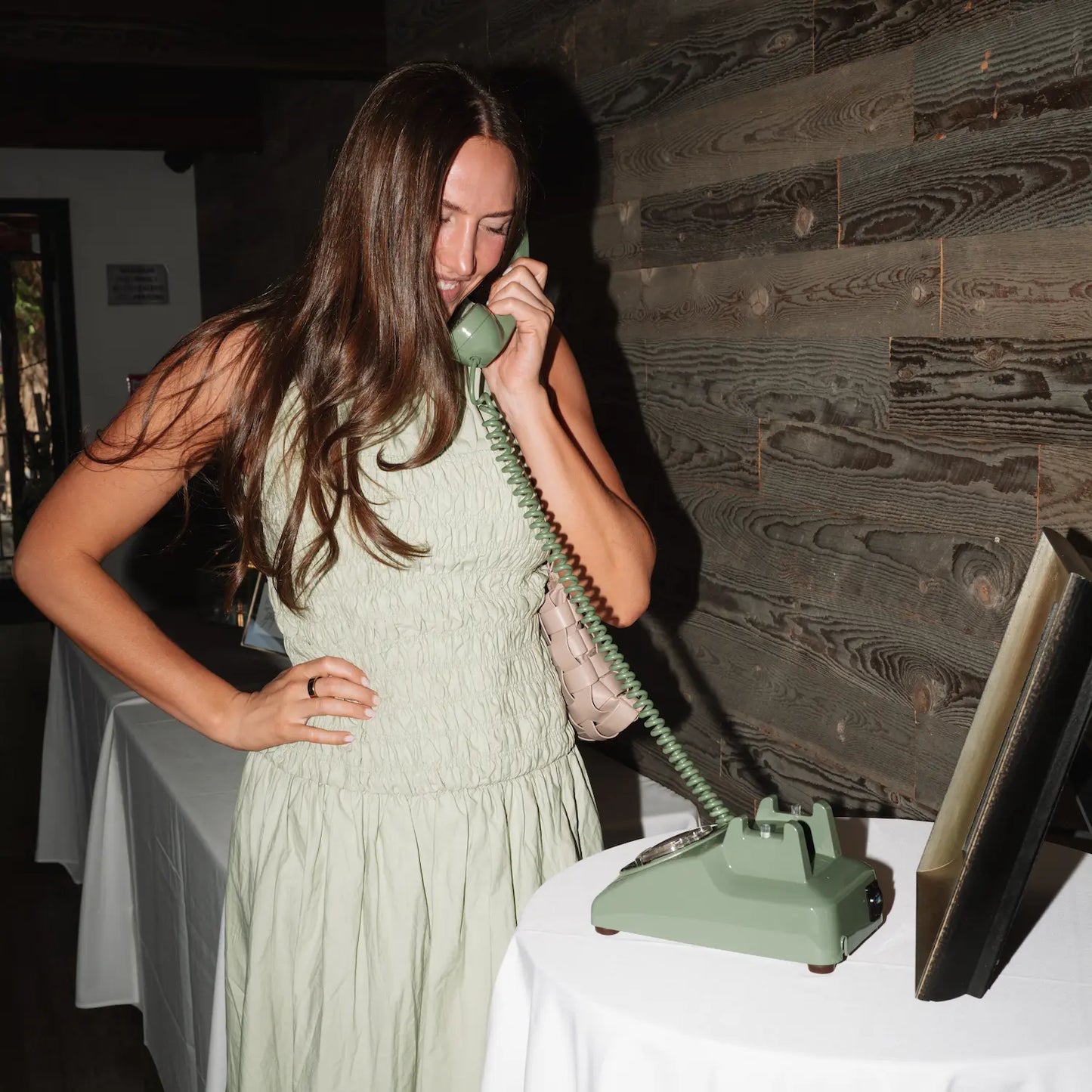The Donna - Olive Green Rotary Phone Audio Guest Book