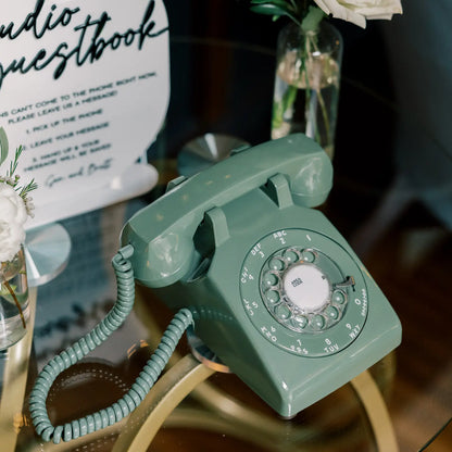 The Donna - Olive Green Rotary Phone Audio Guest Book