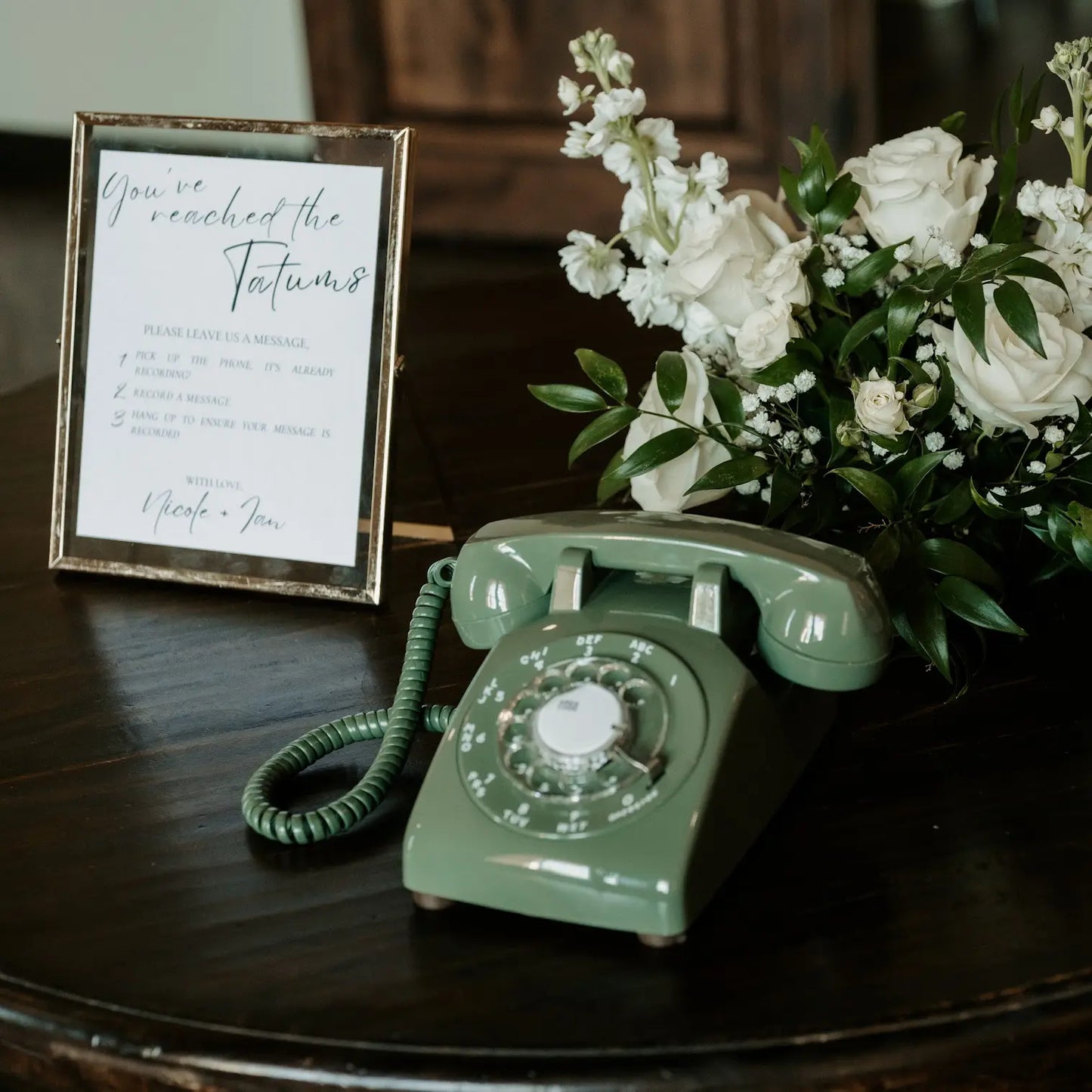 The Donna - Olive Green Rotary Phone Audio Guest Book